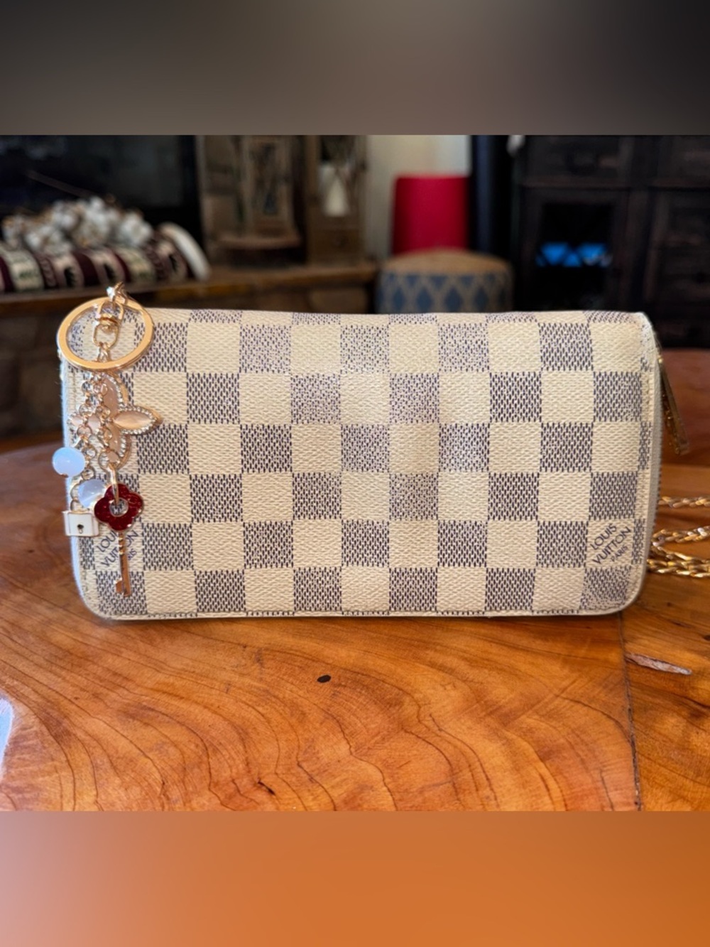 Louis Vuitton AZUR DAMIER zippy wallet vintage with unbranded chain removable - Picture 3 of 14